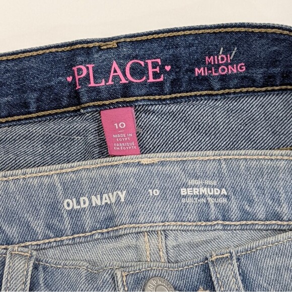 Children's Place Old Navy Denim Cutoff Bermuda Shorts Jorts Bundle Girls 10 - Picture 6 of 7
